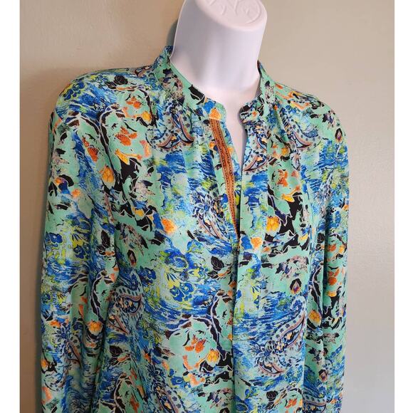 Robert Graham Floral Silk Long Sleeve Shirt Dress size 4-6 - Picture 2 of 10